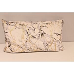 White Gold Metallic Objet D'art Oblong Pillow Duct Feather Fill Removable Cover